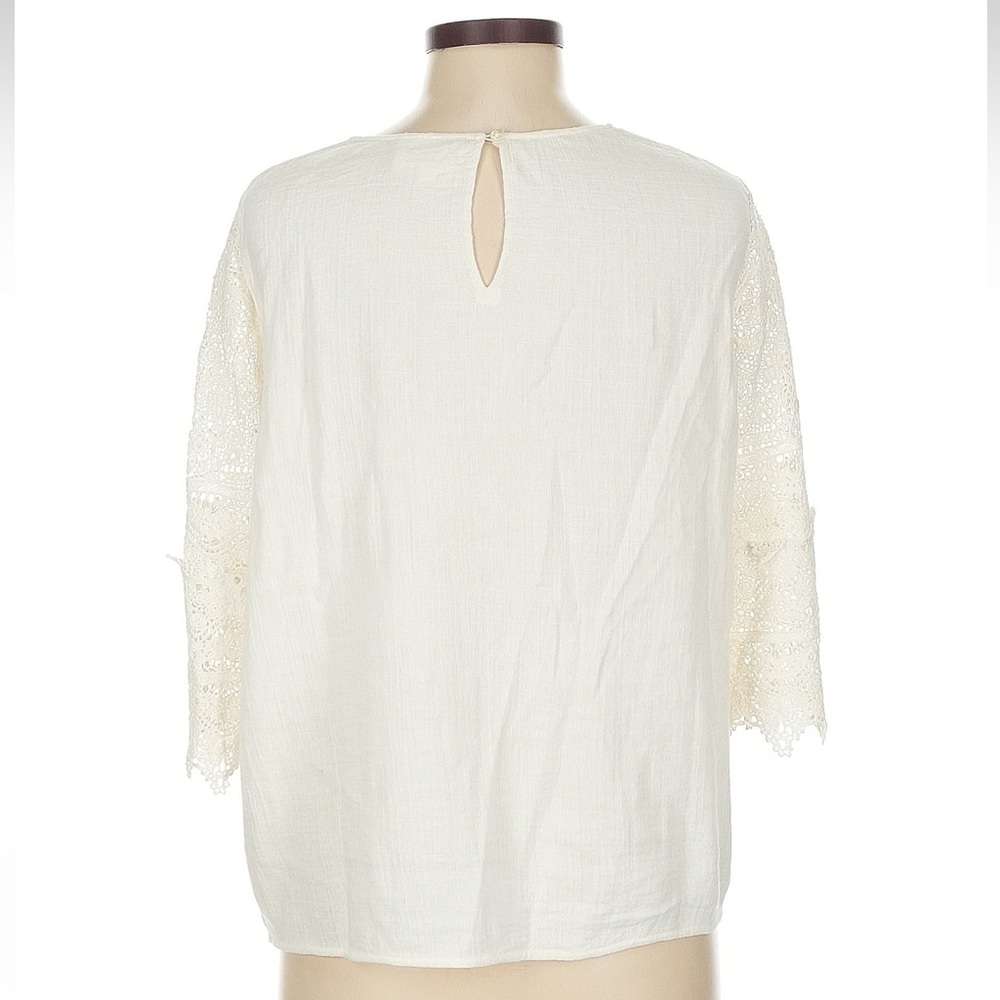 Sezane Celine Crochet Sleeve Ecru Cotton Blouse Size 38 - Picture 3 of 8